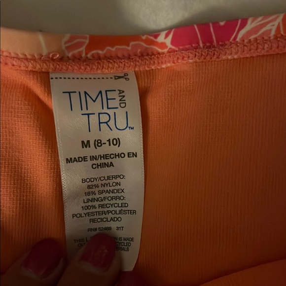 Time and Tru Floral Summer Hawaiian Coral Bikini - Top size 1x Bottom size 10 - Picture 2 of 8